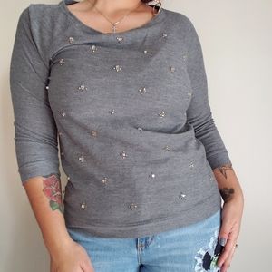 Ann Taylor Loft embellished 3/4 sweatshirt small